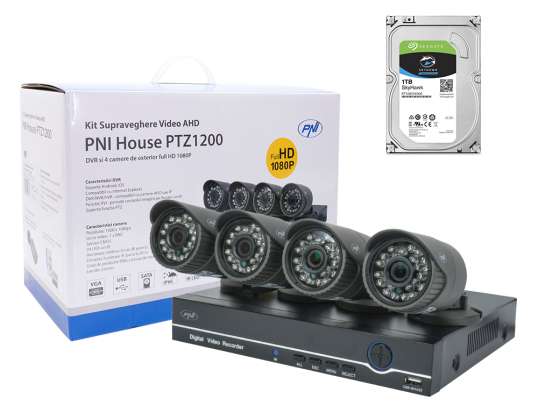 Kit vidéosurveillance PNI House PTZ1200 Full HD avec disque dur 1To inclus - D