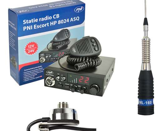 Kit Radio Station CB PNI ESCORT HP 8024 ASQ + Antenne CB PNI ML160 avec Su