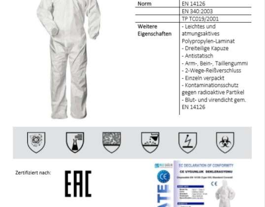 Protective suit chemical protective coverall chemical coverall EN 1412