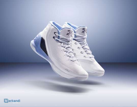 White/blue &#39;Under armour&#39; Curry 3 Men shoes