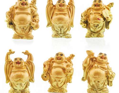 Zestaw figurek Feng Shui z żywicy - uśmiechnięte figurki Buddy 2