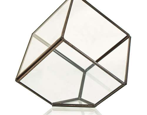 Terrarium szklane / metalowe - kostki w rogu