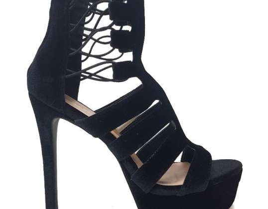Sandales à talons hauts Moda Alice en velours noir - Chaussures Femme