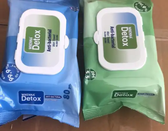 Antibakteriális nedves törlőkendők 99,9% ph 5,5 Whenna Detox