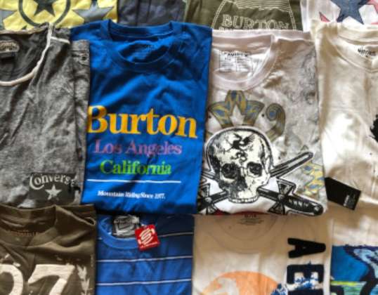 Menns T-skjorter outlet mix-CONVERSE, QUIKSILVER, BURTON, ETNIES og andre