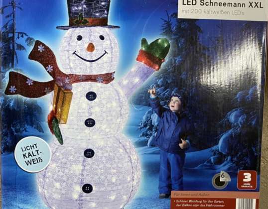 XXL LED Schneemann 180cm hoch Weihnachtsdeko Garten
