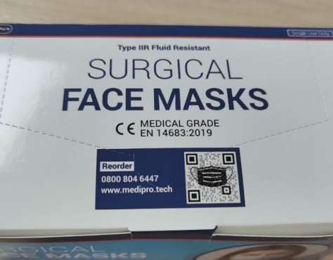Type IIR Surgical Mask EN14683:2019 - UK Stock MOQ only 2000 pieces