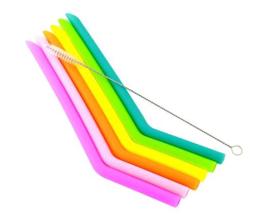 AG371D SILICONE STRAWS SET OF 6