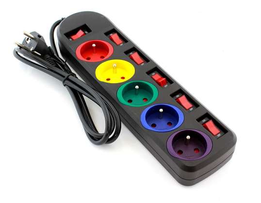 AG572B EXTENSION CABLE 5 SOCKETS MULTICOLOR