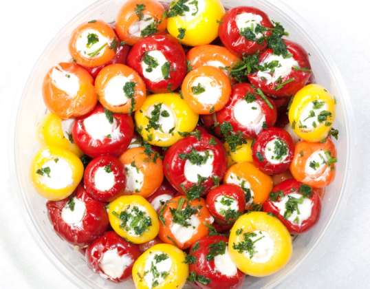 ANTIPASTI Rot / Grün / Kirschpaprika gefüllt mit Käse, Räucherlachs
