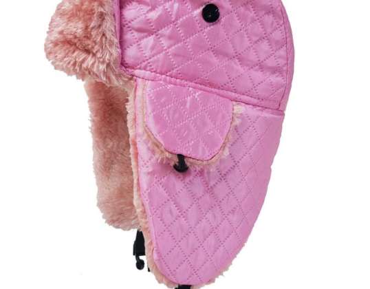 Pink Chapka winter hats for children with faux fur