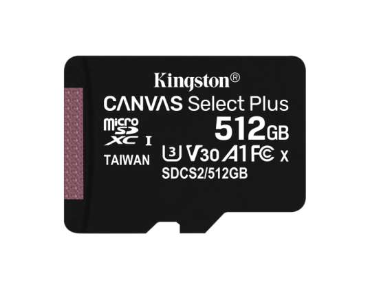 Kingston lerret Velg Plus micSDXC 512GB UHS-I SDCS2/512GBSP