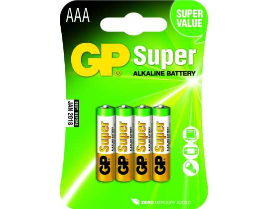 Baterijos GP SUPER LR03 Micro AAA (4 vnt.) 030.24AC4