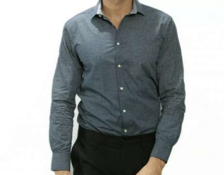 Heren overhemd button-down slim fit formele overhemden met lange mouwen £ 5