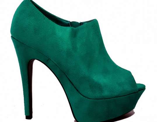 Chaussures femme Chassé - Chaussures peeptoe talon haut vert foncé