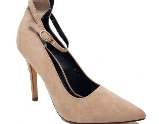 Apricot faux suede Stella rossa pumps with ankle strap