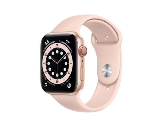 Apple Watch Series 6 Złoty, aluminiowy, 4G, różowy, piaskowy pasek sportowy DE MG2D3FD / A