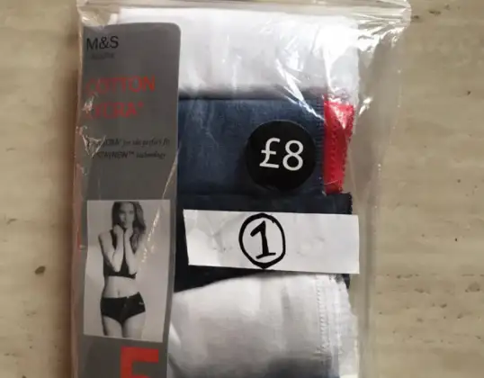 M&S Ladies Cotton & Lycra alusvaatteet - tukkumyyntilaatikko 5 eri väriä