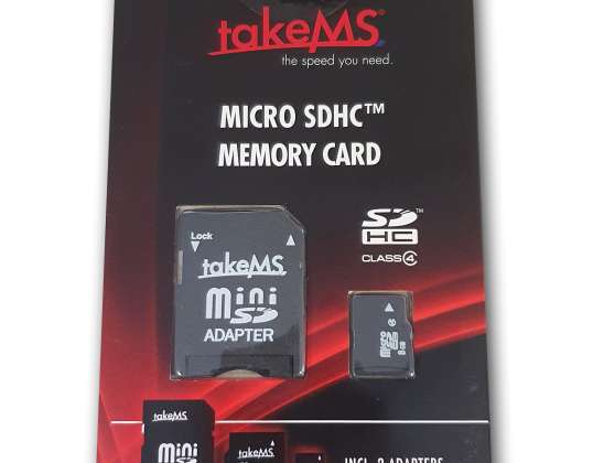 takeMS MicroSDHC Карта памяти 8 ГБ Розничная торговля +2 адаптера