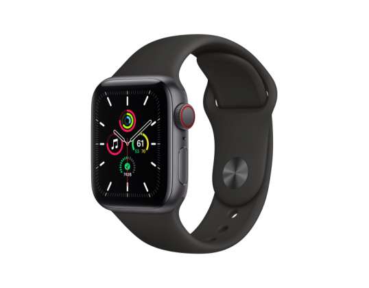 „Apple Watch SE Space Grey“ aliuminio 40 mm 4G juoda sportinė juosta DE MYEK2FD / A