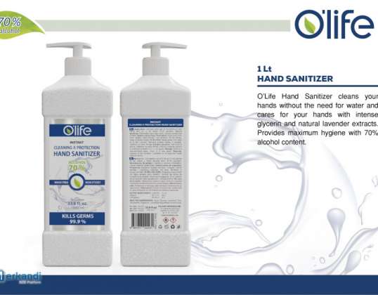 O&#39;life Desinfecterende Handgel Sanitizer Alcohol 70% - 1 Liter