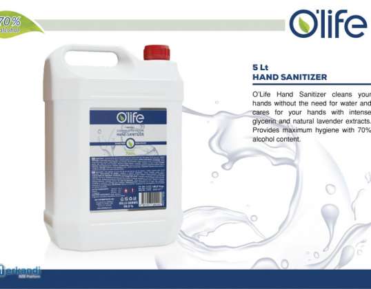 O&#39;life Desinfecterende Handgel Sanitizer Alcohol 70% - 5 Liter