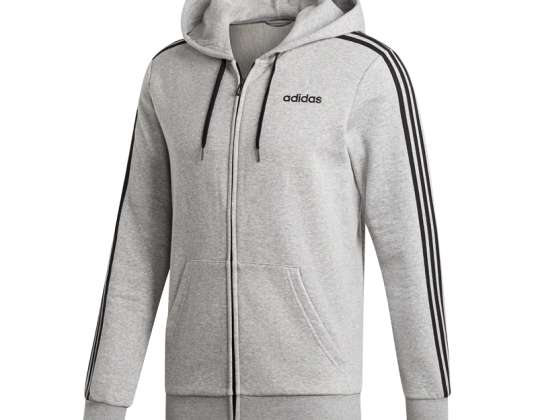 Men's sweatshirt adidas Essentials 3 Stripes FZ FL grey DU0476 DU0476