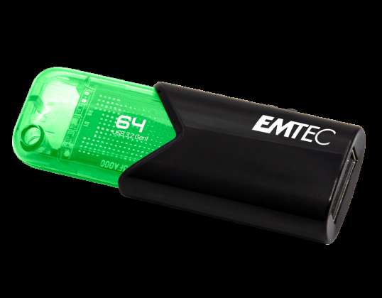 USB FlashDrive 64GB EMTEC B110 Klikk Easy (grønn) USB 3.2 (20MB / s)
