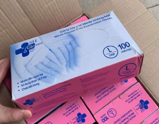 Gants en nitrile non poudrés EN455, CE, FDA, EN374-5, EN374-1