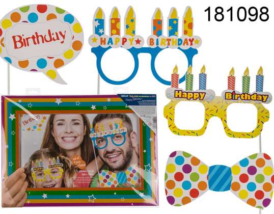Photo Booth Props on Sticks - Happy Birthday Theme