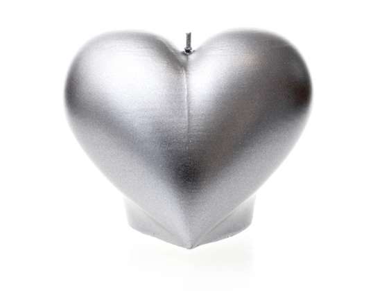 Heart candle - silver metallic