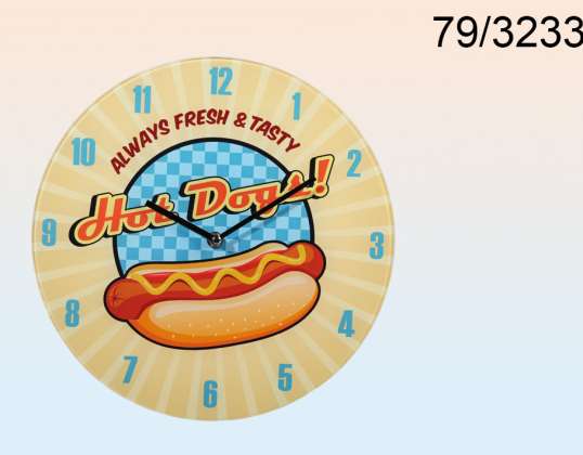 Hotdog glazen wandklok