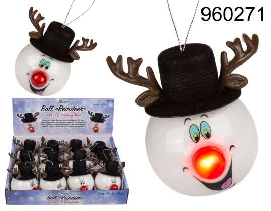 Schneemann Weihnachtskugel mit LED-Nase