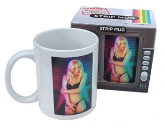 Tasse mit Striptease - blonde Frau