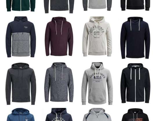 Men&#39;s Jack & Jones mix hoodies with zip, new models every week, mixed sizes, hoodies included