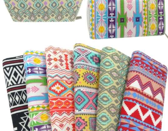Set assortito di portafogli e borse etniche da donna - diversità di stampe e colori in confezioni da 10 pezzi
