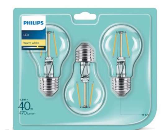 Philips LED E27 4,3W=40W 470lm LETNIK