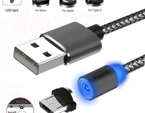 CABO MAGNÉTICO 3IN1 CARREGADOR MICRO USB C Iphone ID do produto:212-B (stock in PL)