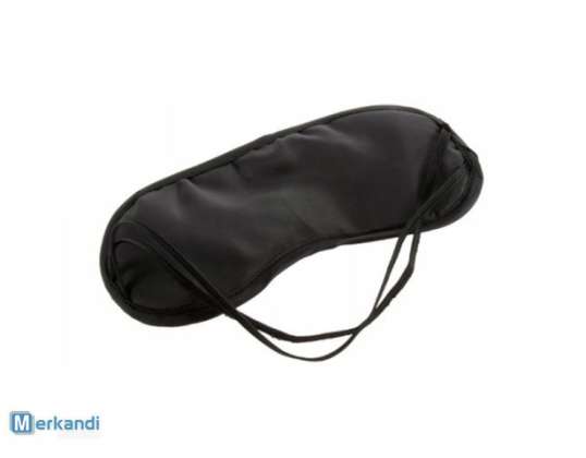 Πολυτελής Μεταξωτή Μαύρη Μάσκα Ύπνου Με Δεμένα Μάτια - Ελαστικό Στήριγμα Κεφαλής, Universal Size - 18x8.5 cm