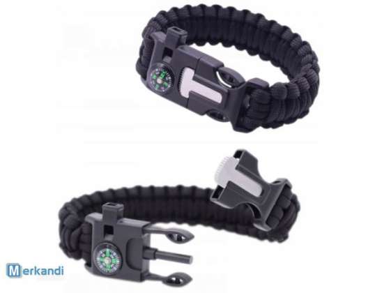 5-in-1 Paracord Survival Bracelet with Compass, Emergency Whistle, Flint, and Blade