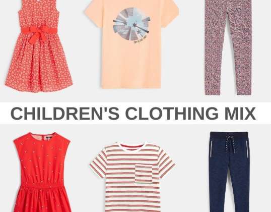 Geassorteerde partij lente-zomerkleding voor kinderen: Kindermode van 2 tot 12 jaar van verschillende merken