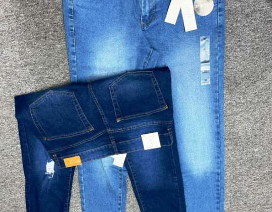 Topshop Ladies Nervurado Jeans em Tons Duplos - Azul Claro & Azul Escuro, Tamanhos 26 a 38