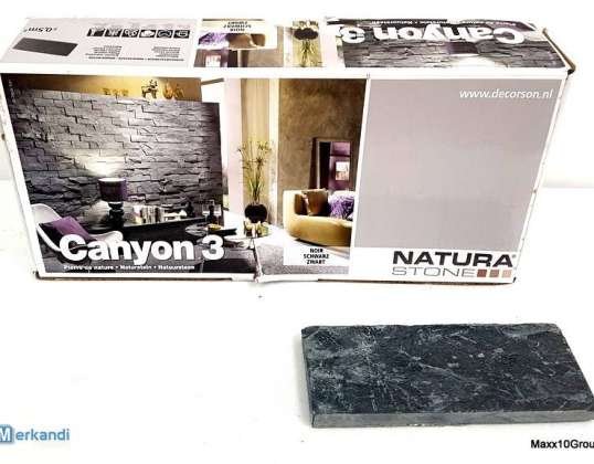 Dekorativ sten, St.Natural Canyon 3, Sort - Dekorativ sten til byggematerialer - Størrelse: 0,5m2 - Emballage: Karton / karton - Palette: 65 kartoner / karton, Højde: 100 cm