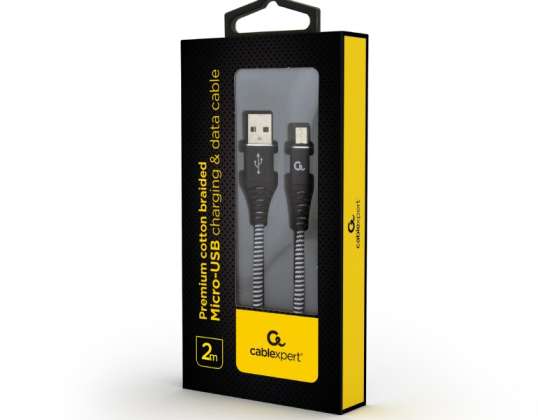 CableXpert Micro-USB opladningskabel 2m sort/hvid CC-USB2B-AMmBM-2M-BW