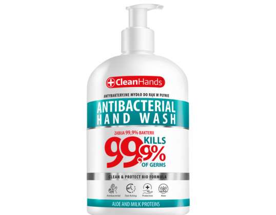 CLEANHANDS ANTYBAKTERYJNE MYDŁO W PŁYNIE BIO FORMUŁA 99,9% 500 ML
