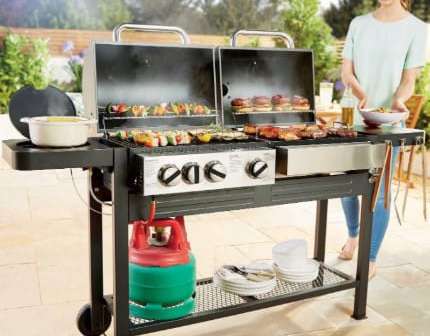 Barbecue d&#39;extérieur gaz + charbon