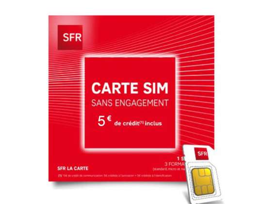 SFR Prepaid SIM Card - Credit of 5 Euros and 50 MB of Data Included