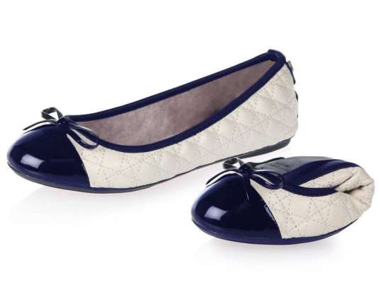 Cream/navy Olivia &#39;Butterfly twists&#39; ballerina shoes