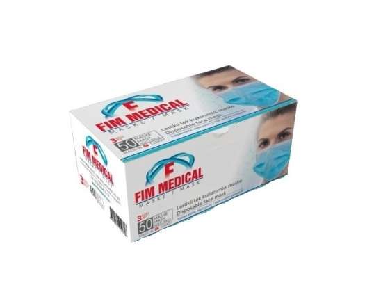 Fim Medical Ultrasonic 3 Ply Surgical Mask White Color PPE