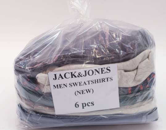 Оптові чоловічі світшоти Jack & Jones на продаж - Новинка з бирками, упаковка з 6 штук